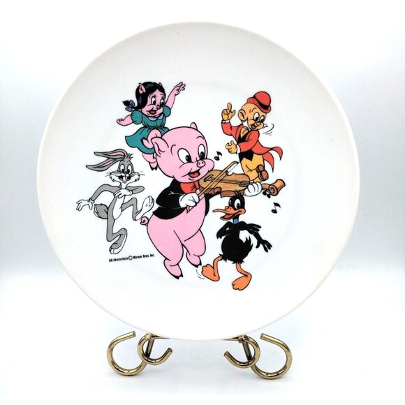 Looney Tunes Melamine Plate Porky Pig Daffy Duck Bugs Elmer Fudd Petunia Vintage - Picture 4 of 11